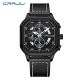 CRRJU 2314 New Stainless Steel Rose Black Men Watch Multi-function Chronograph Quartz Watches Mens Waterproof Luminous Clock