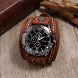 2025 Mens Quartz Wristwatch Fashion Cowhide Watchband Vintage Punk Big Round Watches Men Wide Genuine Leather Bracelets Clock