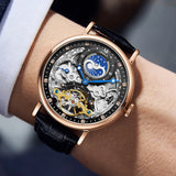 ONOLA Brand 6836  Hot Fashion Gold Silver Skeleton Mechanical Automatic Movemet Luxury Oem Odm Tourbillon Men Watch