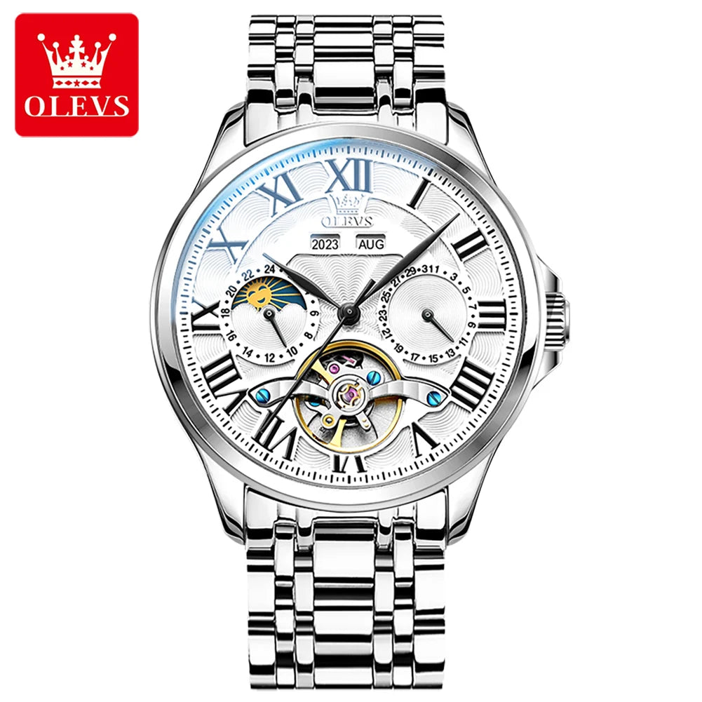 OLEVS 7013 Reloj Custom Logo Relogio Tourbillon Stainless Steel Self Winding Wrist Wristwatches Automatic Men Watch Mechanical