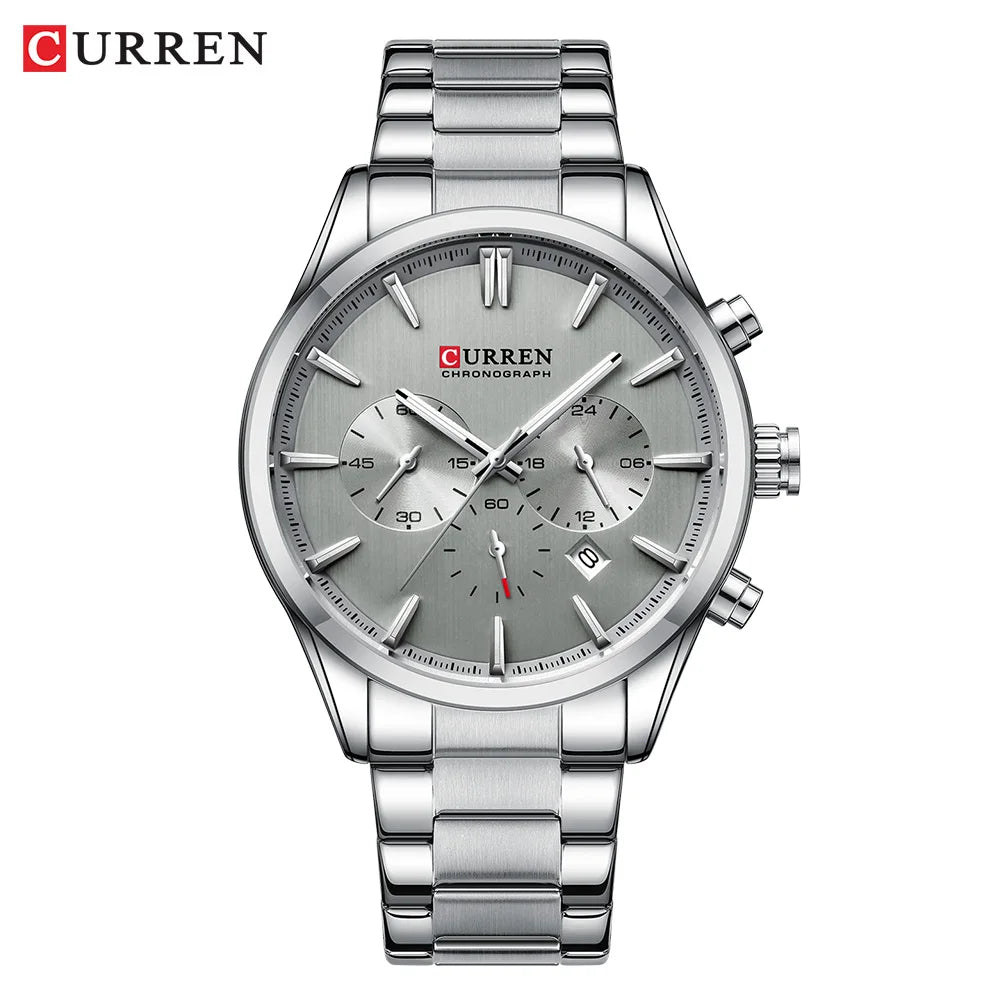CURREN 8446 New Arrival 44mm Dial Gold Men Watch Stainless Steel Waterproof Multifunction Quartz Watches Mens Date Wristwatches