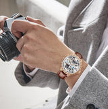 2024 Hot Selling Kinyued Brand J089 New Waterproof Watch Design Leather Strap Moon Phase Men Watch Wristwatch