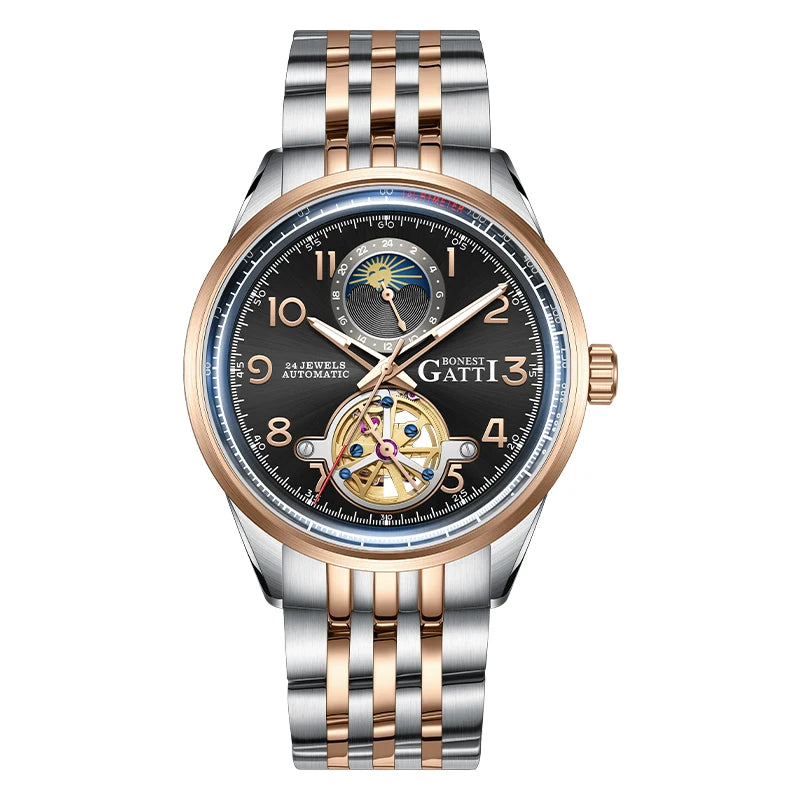 Bonest Gatti Luxury Watches Men Watch Mechanical Tourbillon Wristwatch 5ATM Waterproof Automatic Watch