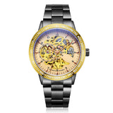 Luxury Brand Classic Skeleton Automatic Watch for Mens Black White Cheap Mechanical Wrist Men Watch Oem Customised