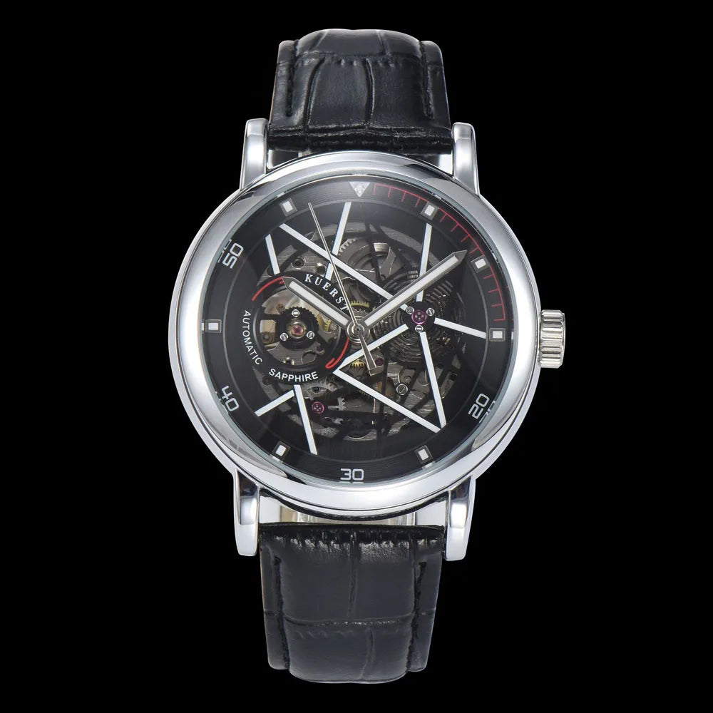 Hardlex Glass Transparent Sport Casual Mechanical Automatic Wrist Watch Waterproof Luxury Skeleton Steampunk Design Men Watch