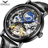 ONOLA Brand 6836  Hot Fashion Gold Silver Skeleton Mechanical Automatic Movemet Luxury Oem Odm Tourbillon Men Watch