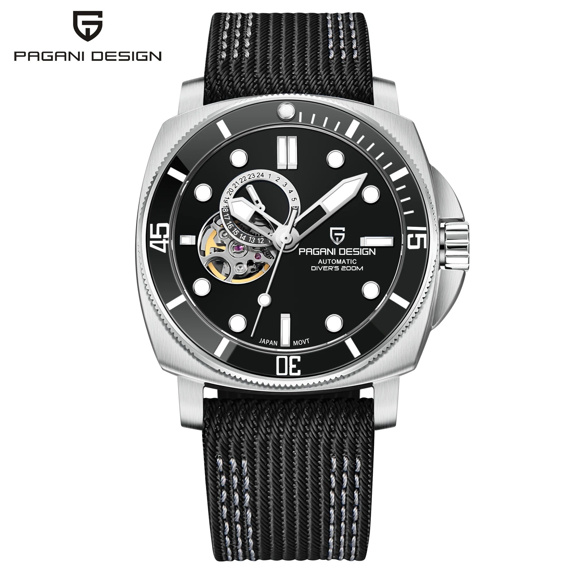 Pagani Design Black PD1736 Men Watch Mechanical Watches Other Timepiece Men's Skeleton Mechanical Watch Automatic New
