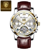 POEDAGAR Men Watch Automatic Mechanical Man Wrist Watch Hollow Tourbillon Stainless Steel Waterproof Luminous Date Mens Watches