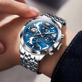 OUPINKE 3256 Fashion Men Watch Nebula Surge Dial Men Waterproof Night Light Calendar Week Original Automatic Mechanical Watch
