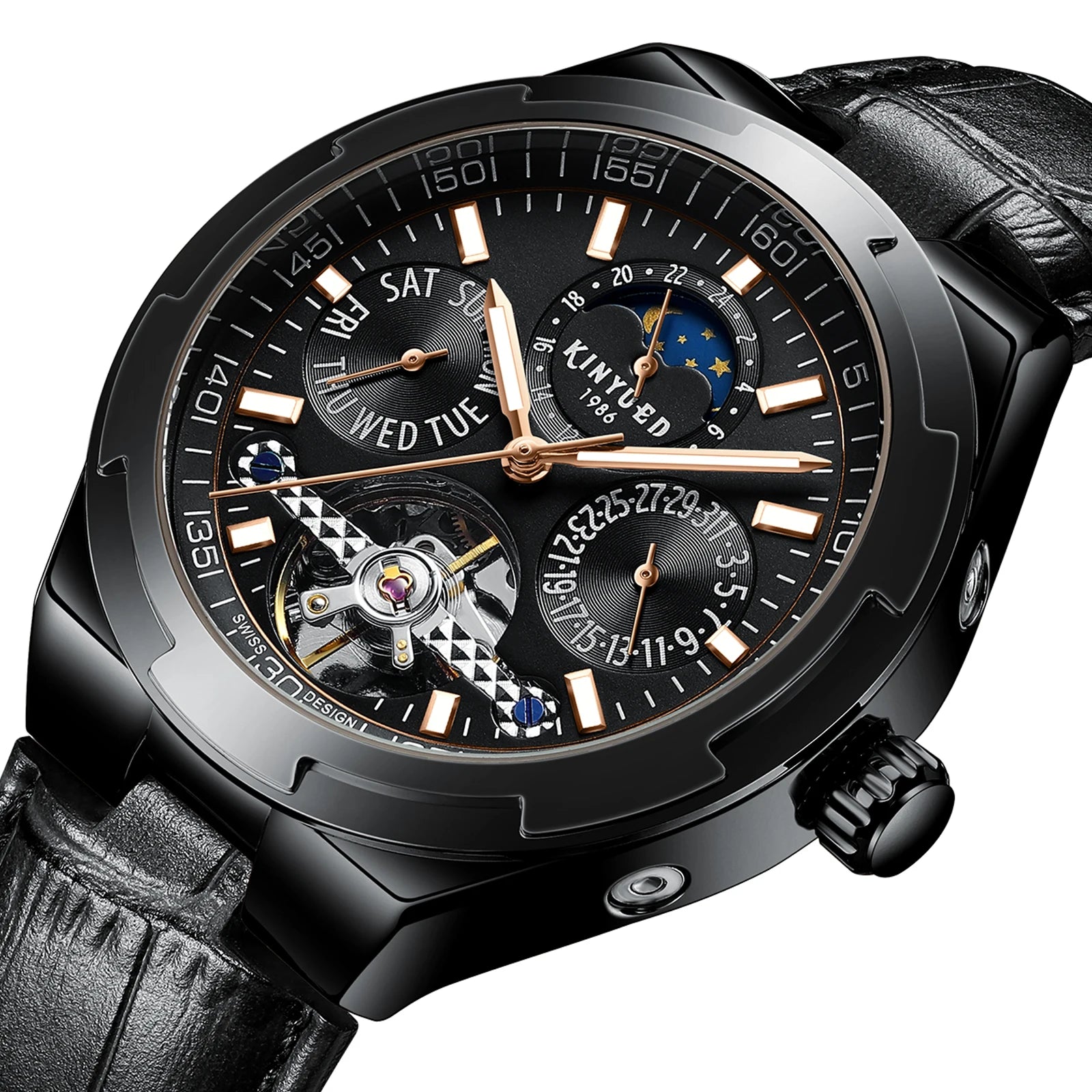 J065 Mano New Design Automatic Watches Men Watch Para Hombre Watches Genuine Leather Men Wrist Glass Mechanical Alloy 16