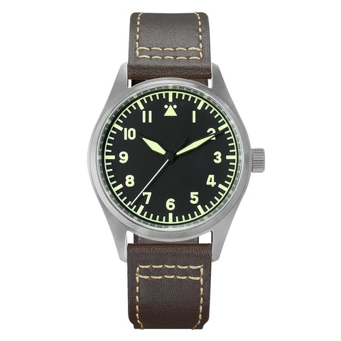 Titanium Vintage YN55 Automatic Mechanical Diver Watch for Men Waterproof Luminous Leather Strap with Pointer Dial Display
