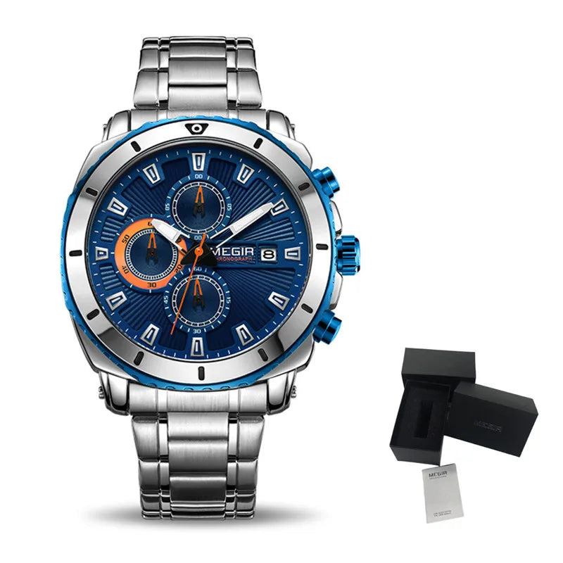 MEGIR 2075 Business Chronograph Watch - Stainless Steel