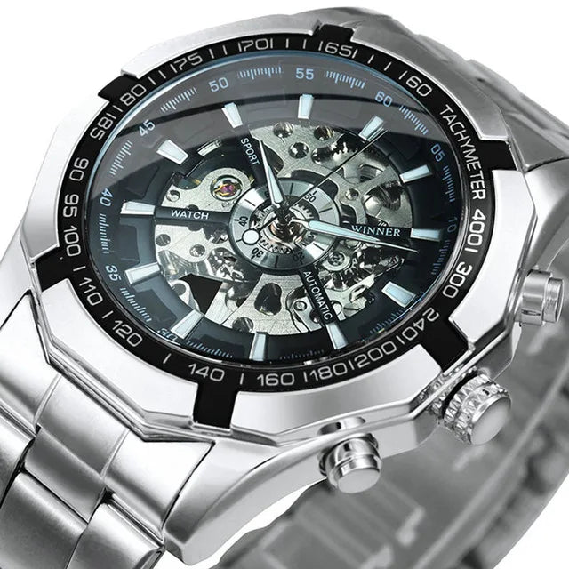 Forsining Top Brand Luxury Men Watch Skeleton Automatic Clock Mechanical Watch Gold Skeleton Vintage Man Watches