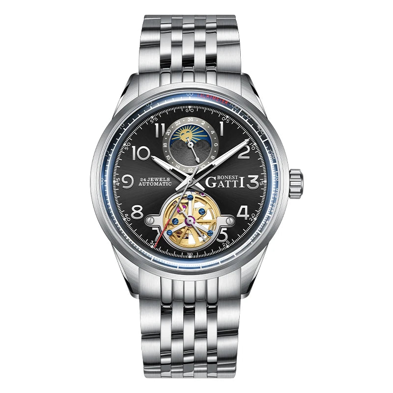 Bonest Gatti Luxury Watches Men Watch Mechanical Tourbillon Wristwatch 5ATM Waterproof Automatic Watch