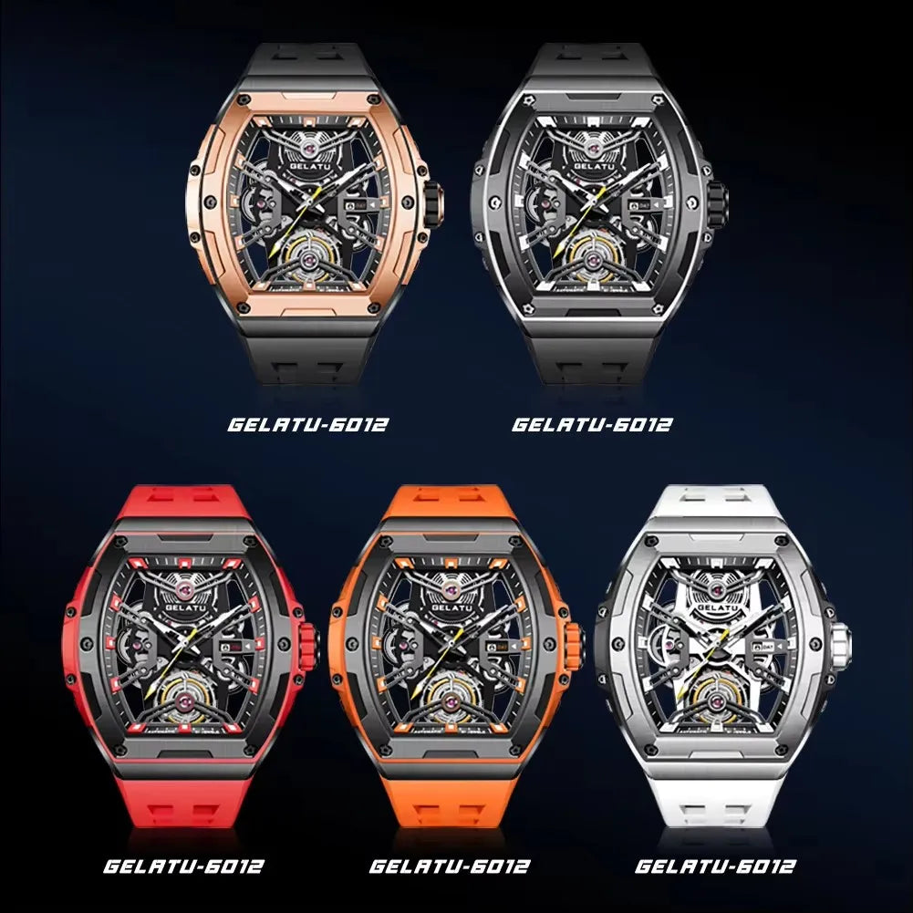 GELATU 6012 Classics High Quality Men Watch Waterproof Silicone Strap Luxury Waterproof Automatic Mechanical Wristwatch Clock