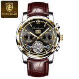 POEDAGAR Men Watch Automatic Mechanical Man Wrist Watch Hollow Tourbillon Stainless Steel Waterproof Luminous Date Mens Watches