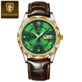 POEDAGAR 615 Men's Watch New Leather Men Watch Waterproof Luminous Date Week Quartz Diamond Watches for Men Factory Wholesale