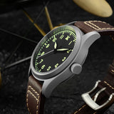 Titanium Vintage YN55 Automatic Mechanical Diver Watch for Men Waterproof Luminous Leather Strap with Pointer Dial Display