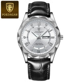 POEDAGAR 615 Men's Watch New Leather Men Watch Waterproof Luminous Date Week Quartz Diamond Watches for Men Factory Wholesale