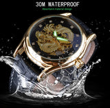 Top Brand Luxury Forsining Watch Diamond Display Dragon Golden Display Luminous Hand Transparent Men Watch Mechanical Watch