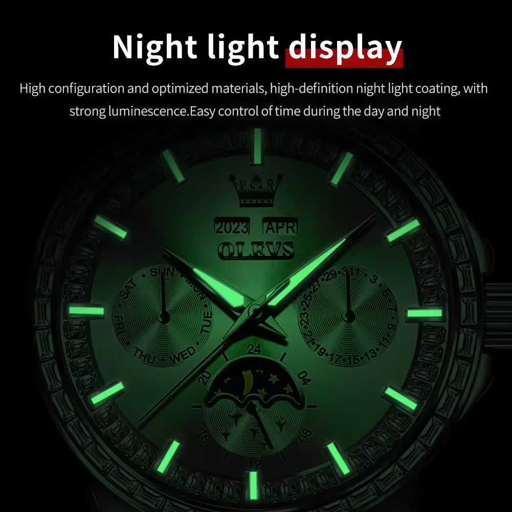 OLEVS 6695 Automatic Mechanical Watch - Leather Strap Calendar Function