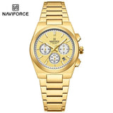 NAVIFORCE Trend Silver Blue Stainless Steel Couple Quartz Watches Calendar Chronograph for Lovers Waterproof Fashion Men Watch