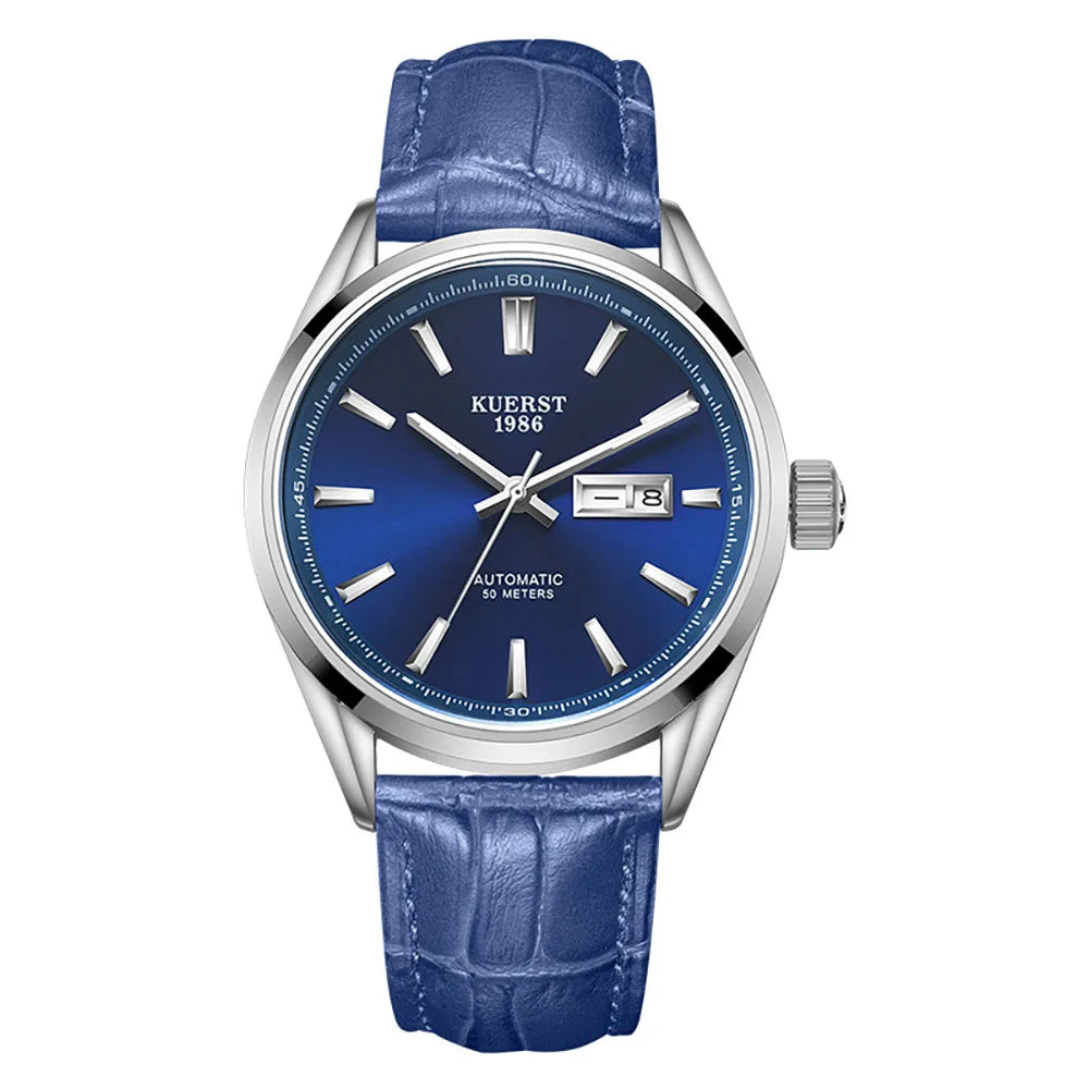 Unique Design Men Watch Automatic Mechanical Power Reserve Luxury Leather Stainless Steel Waterproof Fashion Business Watches