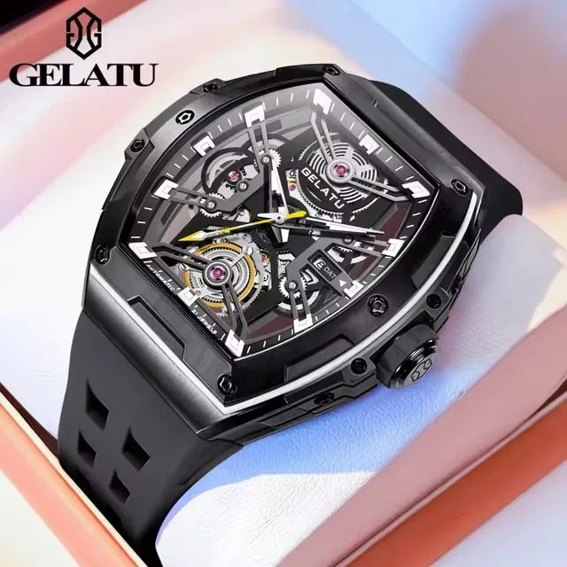 GELATU 6012 Classics High Quality Men Watch Waterproof Silicone Strap Luxury Waterproof Automatic Mechanical Wristwatch Clock