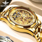 OUPINKE Tungsten Steel Strip Men Watch Fully Transparent Dial Automatic Mechanical Watches Waterproof Sapphire Mirror Surface
