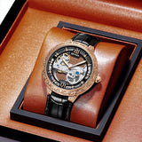 2024 Hot Selling Kinyued Brand J089 New Waterproof Watch Design Leather Strap Moon Phase Men Watch Wristwatch