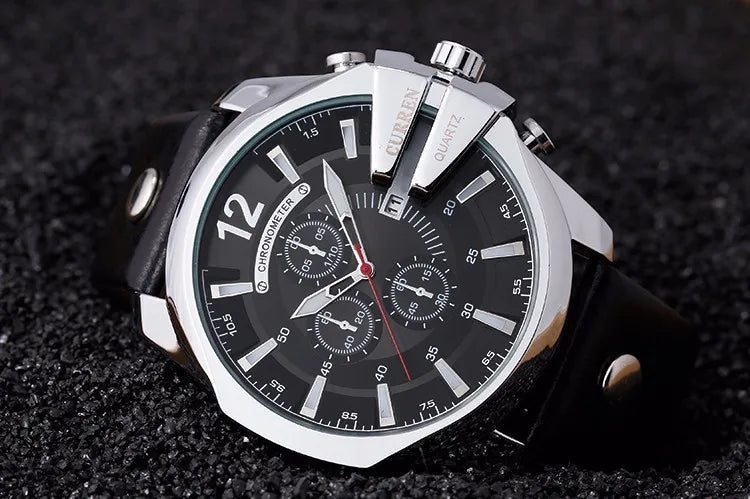 Luxury Gold Leather Watch - Military Inspired Design