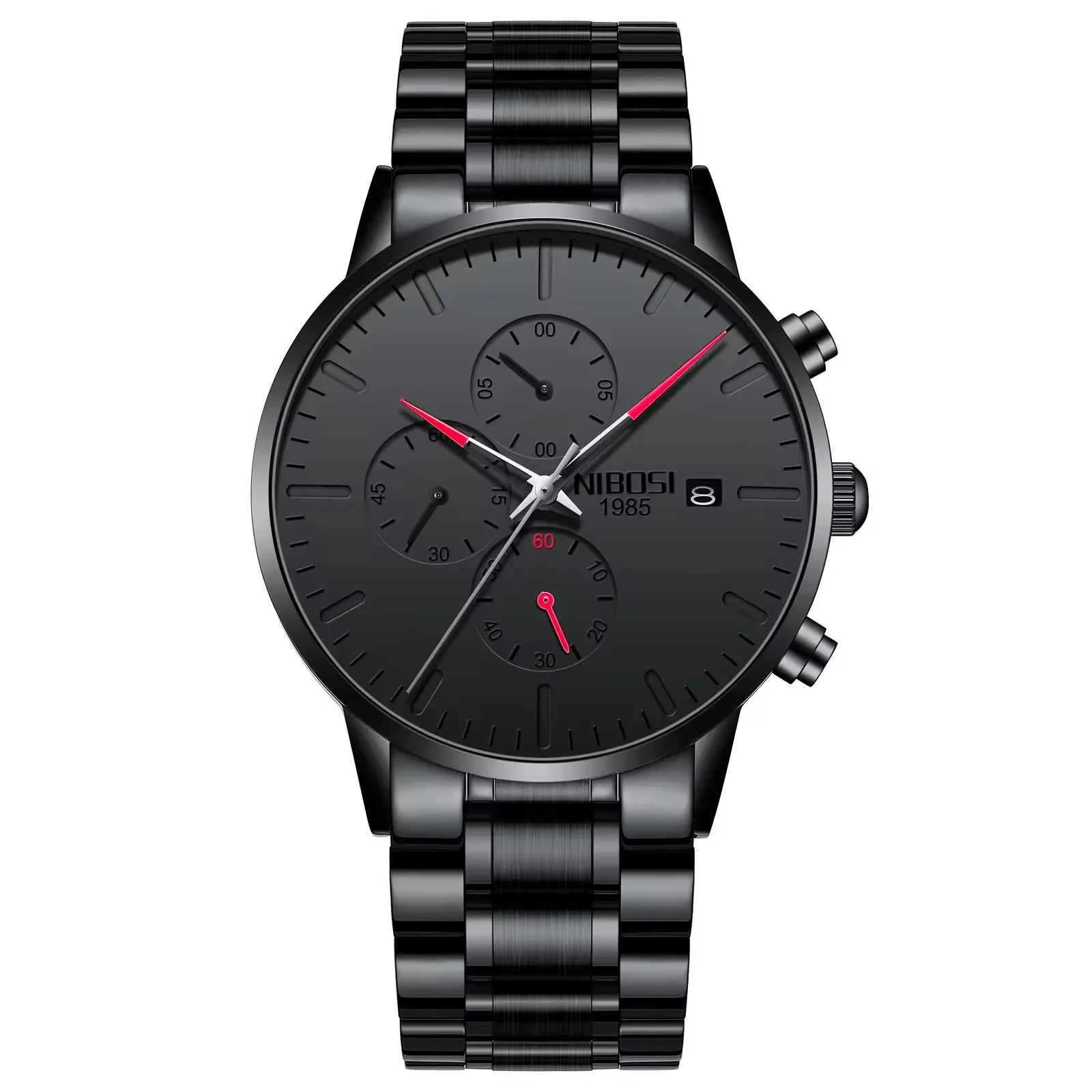 NIBOSI 2588 Customize Logo All Black Design Business Men Watch Luminous Wristwatches Stainless Steel Quartz Watches
