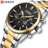 CURREN 8446 New Arrival 44mm Dial Gold Men Watch Stainless Steel Waterproof Multifunction Quartz Watches Mens Date Wristwatches