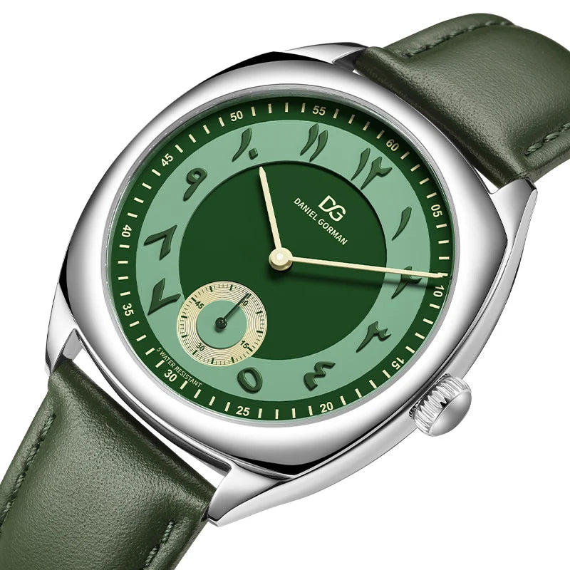 Daniel Gorman DG9520 Business Quartz Watches Luxury Green Genuine Leather Strap 5 ATM Waterproof Men Watch Montres De Luxe