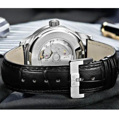 Parnis Moon Phase dial close-up power reserve indicator — Wear444