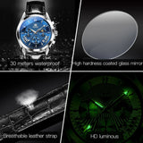 OLEVS 2876 Chronograph Watches Genuine Leather Stainless Steel Wrist Watch Men Watch Luxury