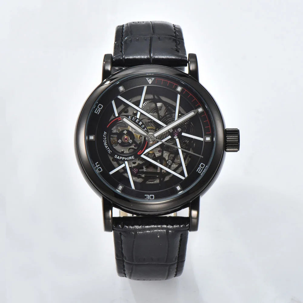 Hardlex Glass Transparent Sport Casual Mechanical Automatic Wrist Watch Waterproof Luxury Skeleton Steampunk Design Men Watch