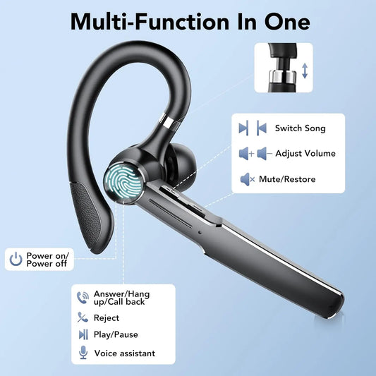 Bluetooth Headset Business Headphone Waterproof Wireless Earbuds Earphones Single Ear Bluetooth Headset