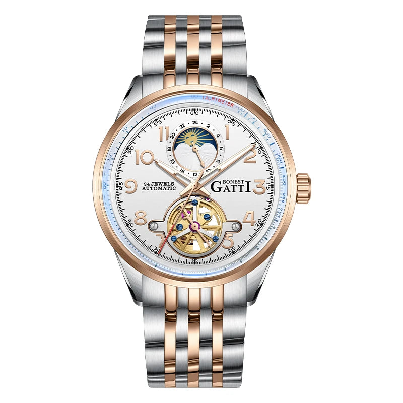 Bonest Gatti Luxury Watches Men Watch Mechanical Tourbillon Wristwatch 5ATM Waterproof Automatic Watch
