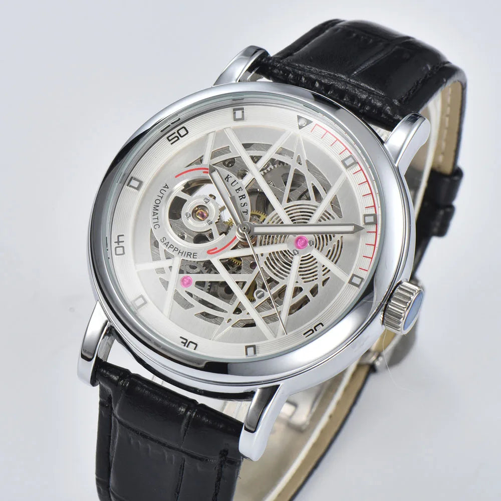 Hardlex Glass Transparent Sport Casual Mechanical Automatic Wrist Watch Waterproof Luxury Skeleton Steampunk Design Men Watch