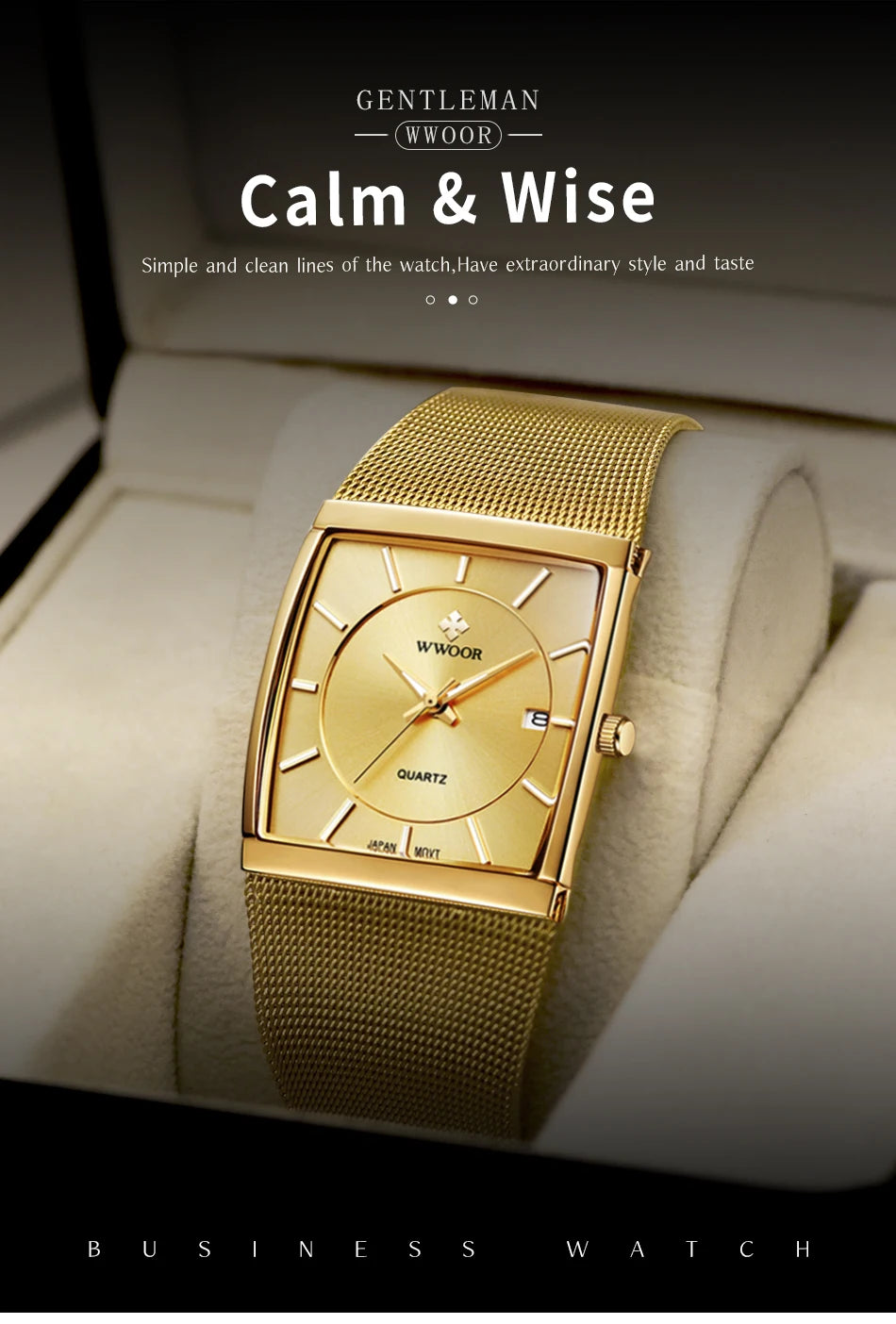 WWOOR Luxury Rectangle Watch - Ultra-Thin Stainless Steel Sport Timepiece