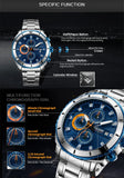 MEGIR 2075 Luxury Brand Stainless Steel Business Wristwatch Chronograph Quartz Men Watch Male Clock Hour Time Relogio Masculino