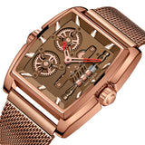Latest Mini Focus MF0322G Creative Design Men Watch Barrel Case Brown Mesh Stainless Steel Band Waterproof Quartz Watches
