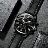 6258  2 Pcs / Set Black Mens Quartz Watch With Bracelet Fashion Men Watch Set Gift