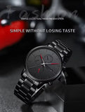 NIBOSI 2588 Customize Logo All Black Design Business Men Watch Luminous Wristwatches Stainless Steel Quartz Watches
