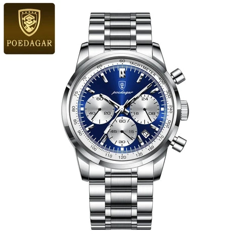 POEDAGAR Luxury Sports Watch for Man Waterproof Luminous Date Chronograph Men Watch Leather Quartz Men's Watches Clock Reloj 921