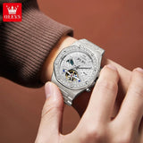 OLEVS 9805 Fashion Tourbillon Men Watch Moon Phase Calendar Week Waterproof Watch Luxury Fully Automatic Mechanical Clock Reloj