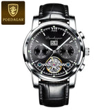 POEDAGAR Men Watch Automatic Mechanical Man Wrist Watch Hollow Tourbillon Stainless Steel Waterproof Luminous Date Mens Watches
