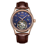 Aesop Gold Tourbillon Automatic Mechanical Wristwatches Men Leather Watch With Roman Number Men Watch Luxury Tourbillon
