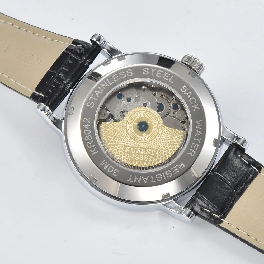 Hardlex Glass Transparent Sport Casual Mechanical Automatic Wrist Watch Waterproof Luxury Skeleton Steampunk Design Men Watch